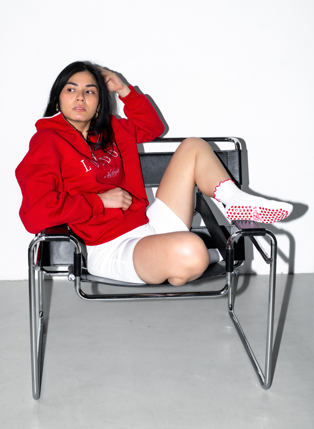 Grip Socks Baumwolle Smiley Pilates Socken Blau Lagree Noppen rutschfest Reformer Barre Yoga